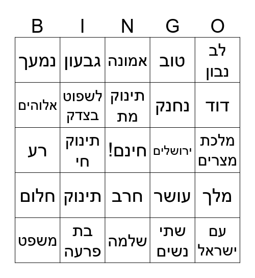 תנ״ך- פרק ג מלכים א׳ Bingo Card
