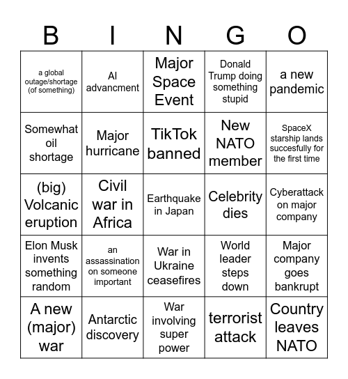 2025 Bingo Card