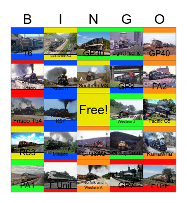 Norfolk Southern Bingo Card