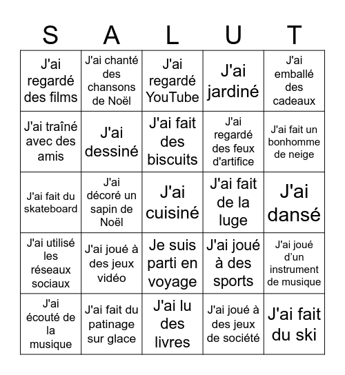 LES LOISIRS Bingo Card