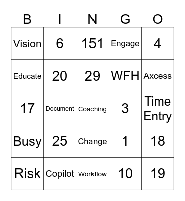 Tax Kick Off Bingo Card