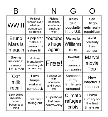 2025 Bingo Card Bingo Card