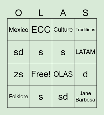 OLAS BINGO Card