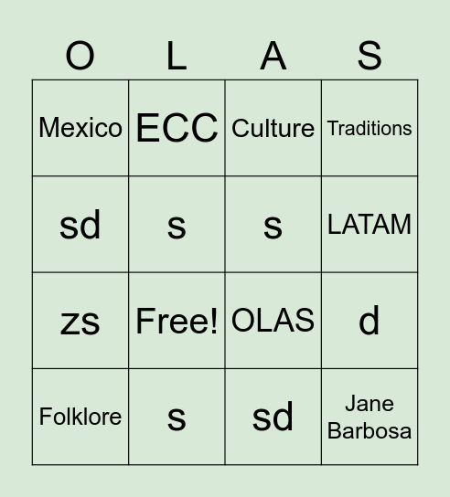 OLAS BINGO Card