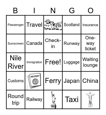 Travel Bingo Card