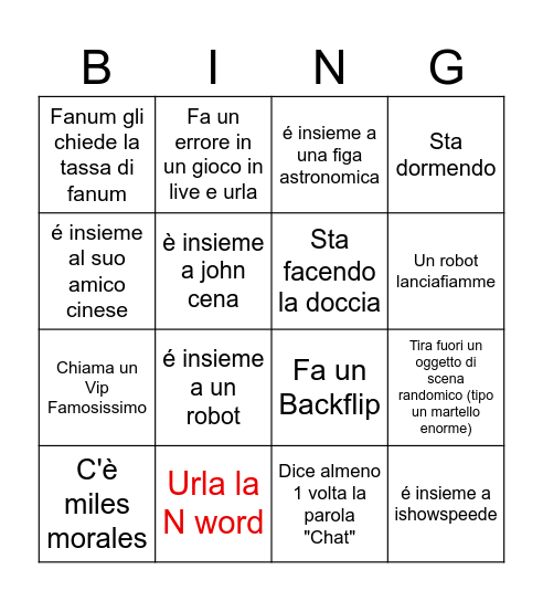 Kai Cenazio Bingo Card