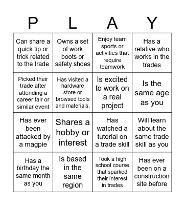 Getting to know each other! Bingo Card