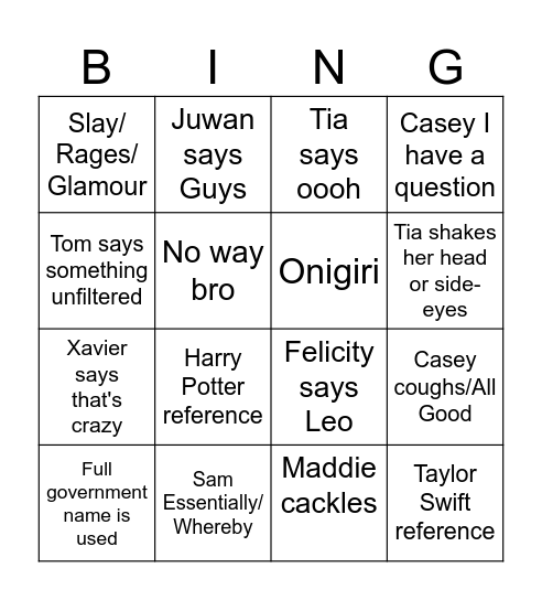 CS Bingo Card