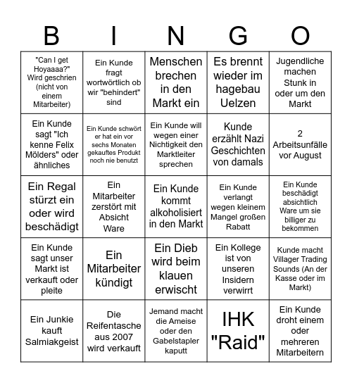 hagebau Uelzen Disaster Bingo 2025 Bingo Card