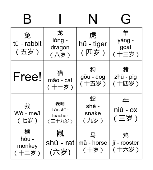 你认识我吗？ Nǐ rènshí wǒ ma? Do you know me? -  我叫什么名字？ Bingo Card