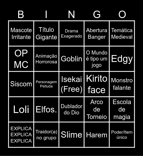 Isekai Pt-Br Bingo Card