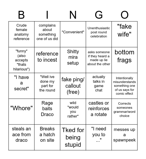 Strickt Bingo Card