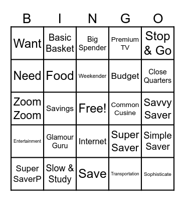 Budget Bingo Card