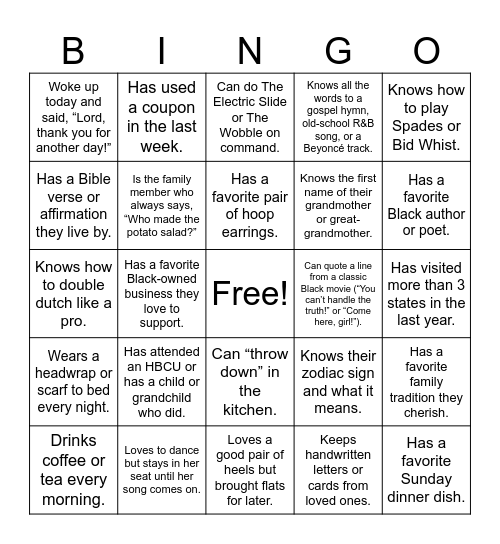 SisterFriends New Year Brunch 2025 Bingo Card