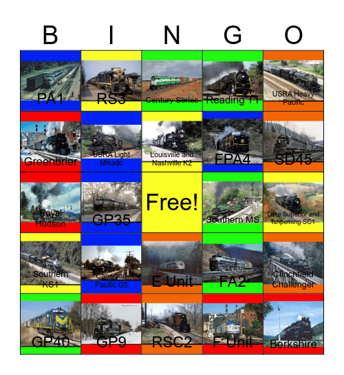 CSX Transportation Bingo Card