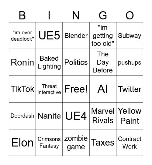 Crim Strem Bingo Card
