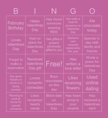 V-DAY Bingo Card