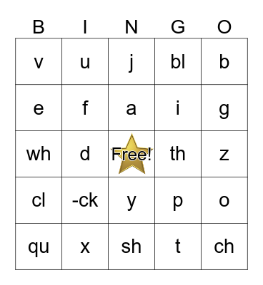 LP # 21: Phonics Bingo Card