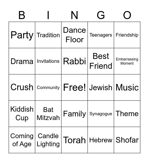 You Are So Not Invited to My Bar Mitzvah Bingo Card