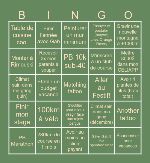 BINGO 2025 Bingo Card