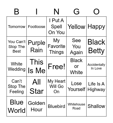 Colors Bingo Card