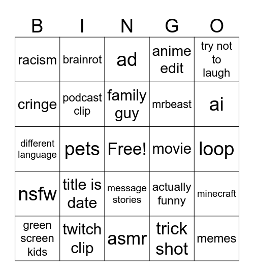 Untitled Bingo Card