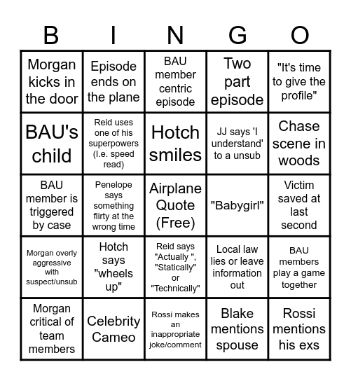 Crim-z Mim-z Bingo Card