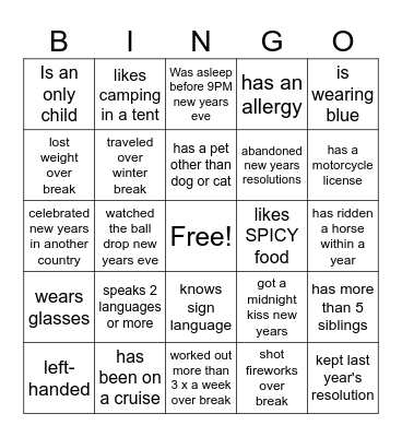 2025 - New Year Icebreaker Bingo Card