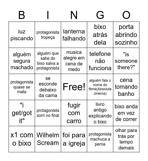 Bingo do Medo Bingo Card