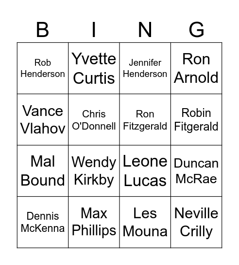 CBBC Personalities Bingo Card