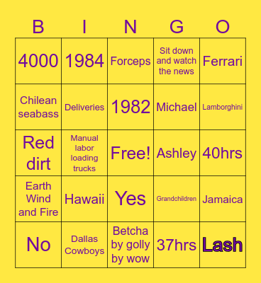 Dr. Fulcher’s Bingo Card