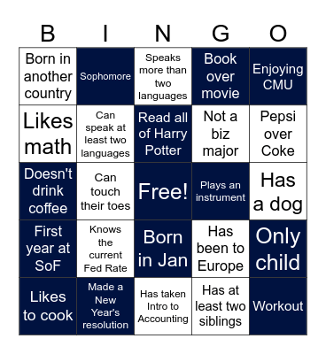 SoF Ice Breaker Bingo Card