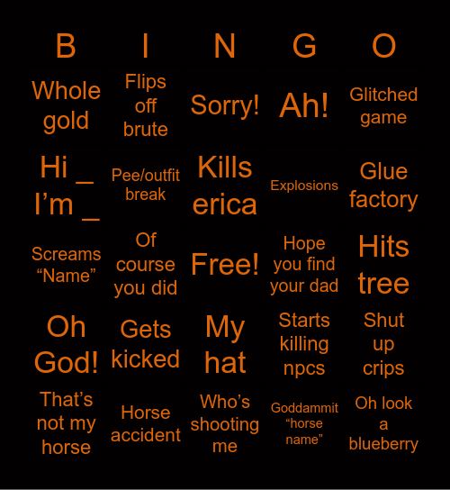 Irregulators bingo Card
