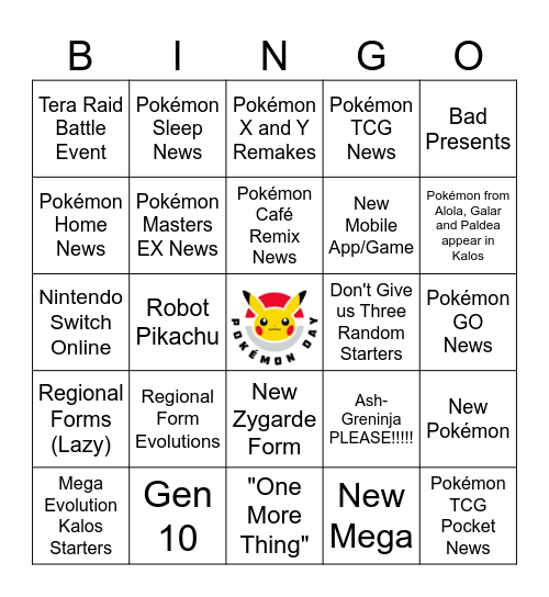 Pokémon Presents 2/27/25 Bingo Card