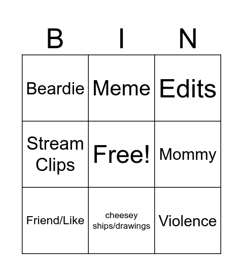 Insta reels Bingo Card