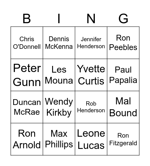 CBBC Personalities Bingo Card
