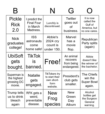 2025, Year of the Gamer Bingo Card