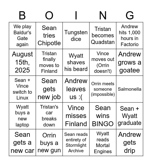 2025 BINGO Card