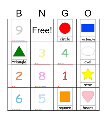 SHAPES AND NUMBERS Bingo Card