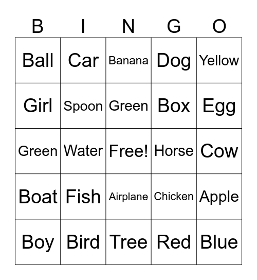 Edmark Reading Bingo Card