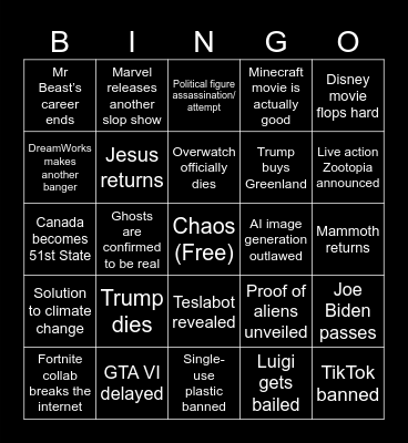 2025 Bingo Card