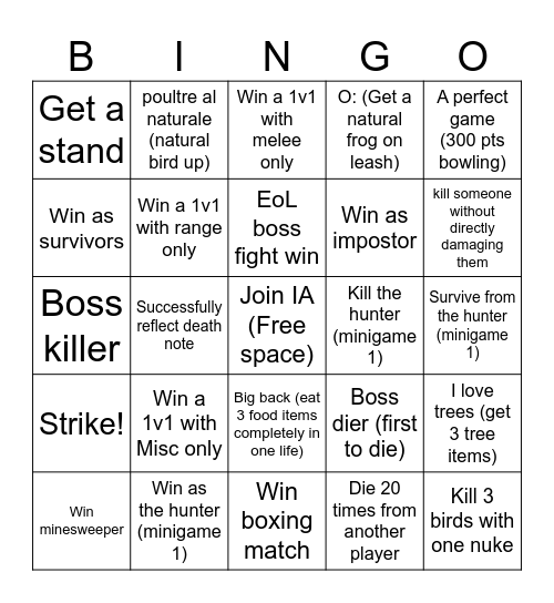 IA bingo (hard/ps edition) Bingo Card