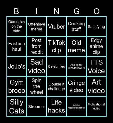 Instagram Reels bingo Card