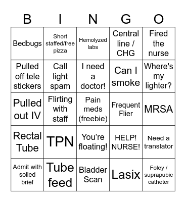 Med Tele Bingo Card