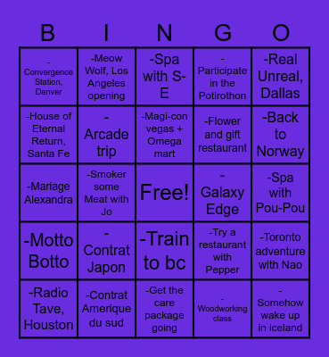 2 Years Bingo : Adventure Bingo Card