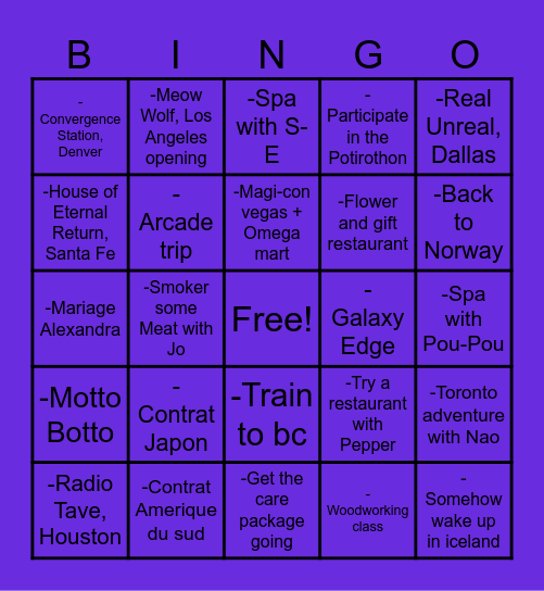2 Years Bingo : Adventure Bingo Card