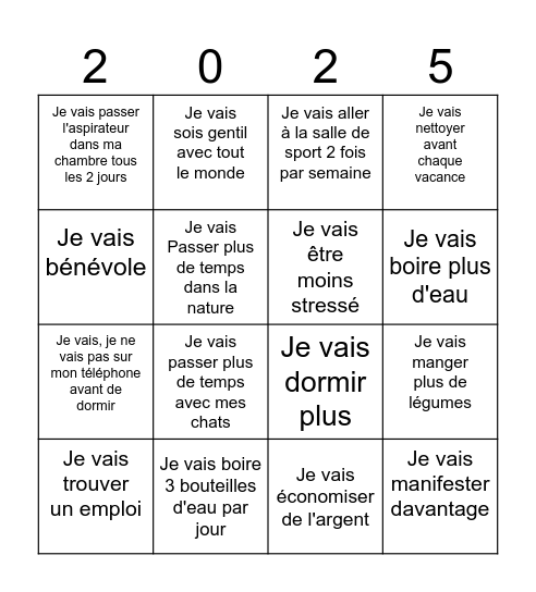 Les resolutions des Matylda Bingo Card