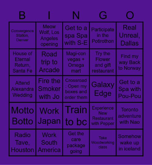 2 year Bingo : Adventure Bingo Card