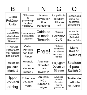 2025 predicciones Pikefaya Bingo Card