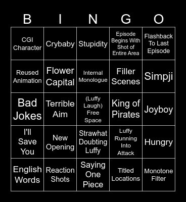 One Piece Bingo Card